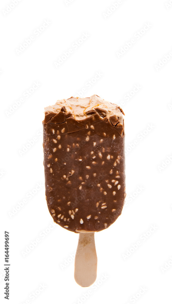 Chocolate ice cream on stick isolated Chocolate ice cream on stick isolated