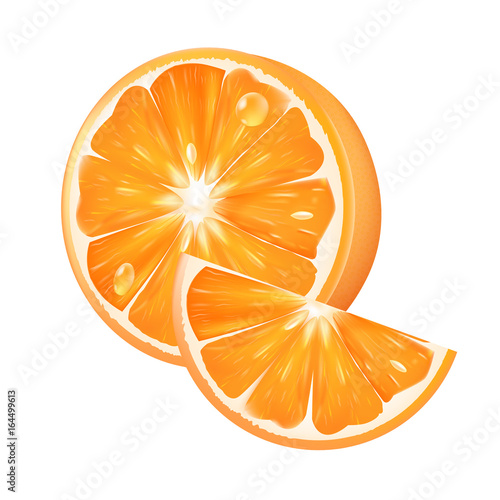 A realistic orange on a white background. 3d isolated vector illustration