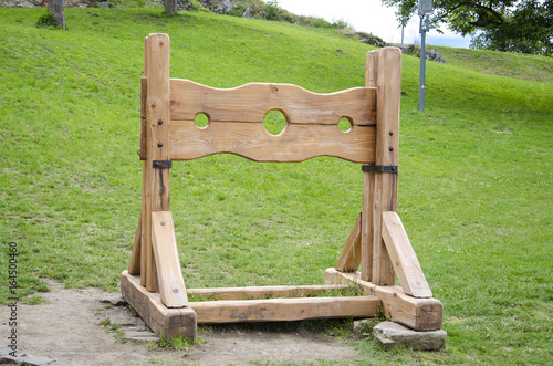 Wooden pillory on the castle Trenčín, Slovakia