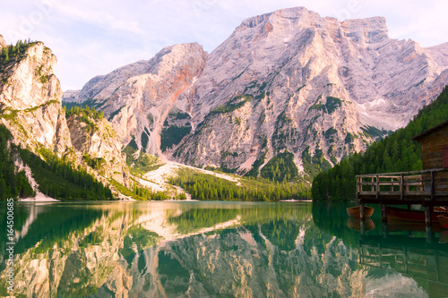 Fototapeta Naklejka Na Ścianę i Meble -  Lake of Braies on the Dolomites, Italy