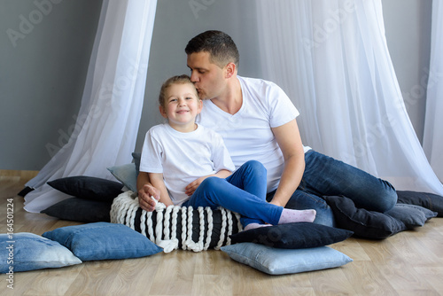 image handsome husband with dauther