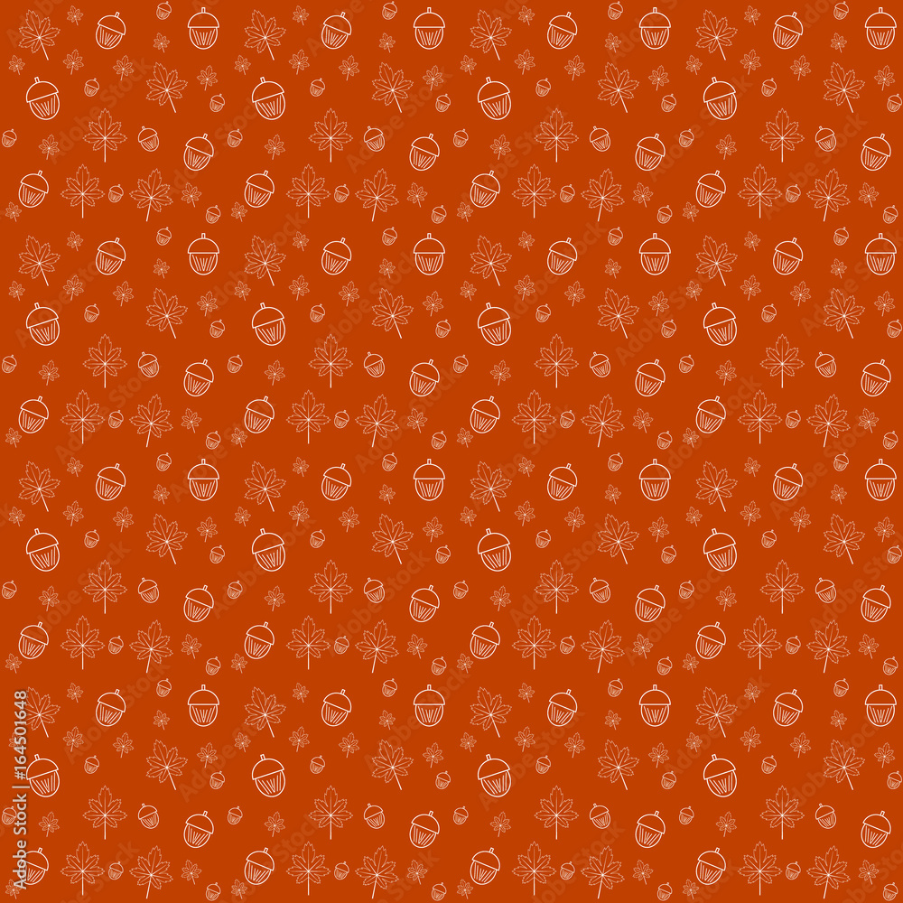 Illustration. Autumn. Seamless pattern with acorn and maple leaf