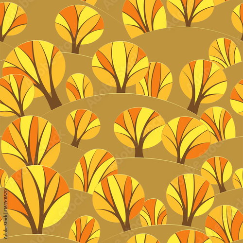 vector simple seamless pattern, autumn forest, landscape