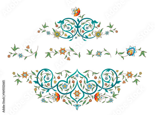Vector set with vintage floral decor.