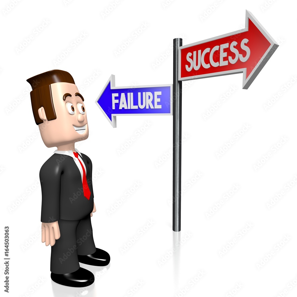 3D success and failure concept 3D success and failure concept