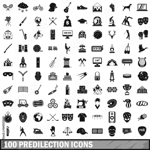 Tableau sur toile 100 predilection icons set, simple style
