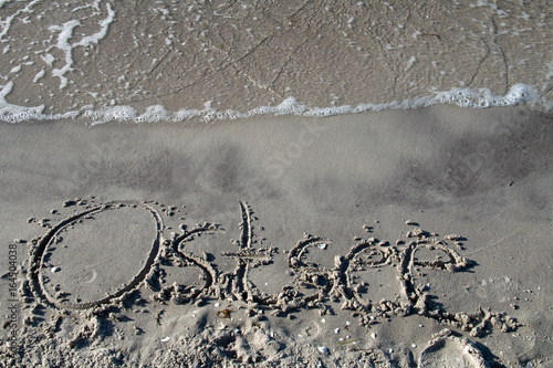 Ostsee in Sand am Strand geschrieben photo