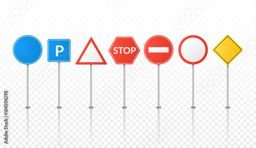 Road signs isolated. Vector street signs illustration. Road symbols design