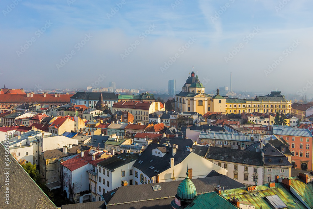 Historic city of Olomouc, Czech Republic, Europe, 200 km east of Prague. Panorama, aerial view.