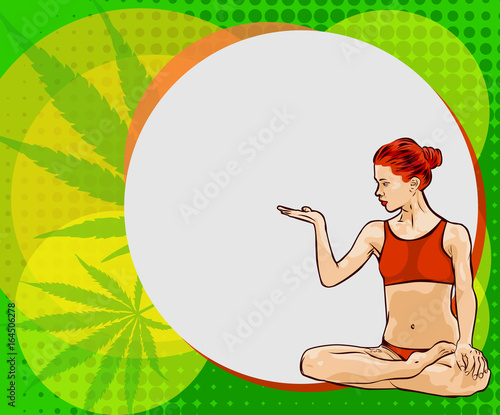 Design vector template with sexy lady and cannabis leafs
