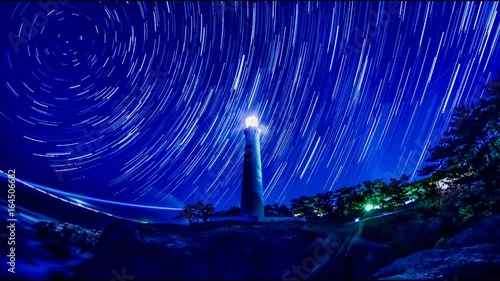 比較明合成,タイムラプス,Time-lapse,日本,島根県,国立公園,日本海,日御碕灯台,絶景