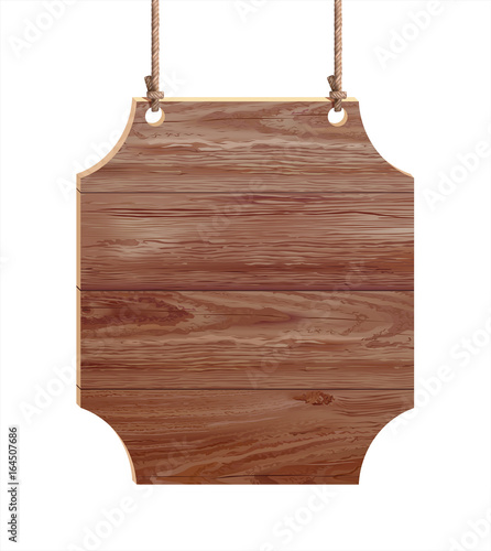Fototapeta Naklejka Na Ścianę i Meble -  Wooden empty signboard with place for text isolated on white. Vector illustration.