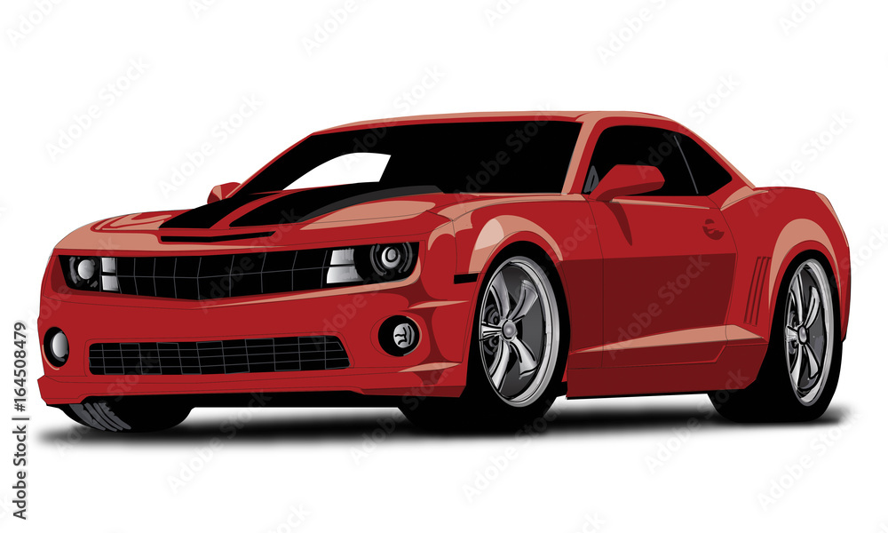 Modern Sports Car Vector Illustration with single layer background color for easy changing
