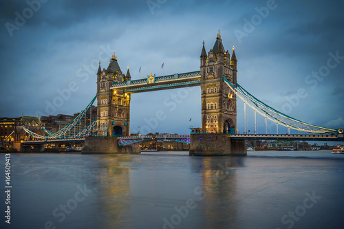London  England - The world famous Tower Bridge at blue hour