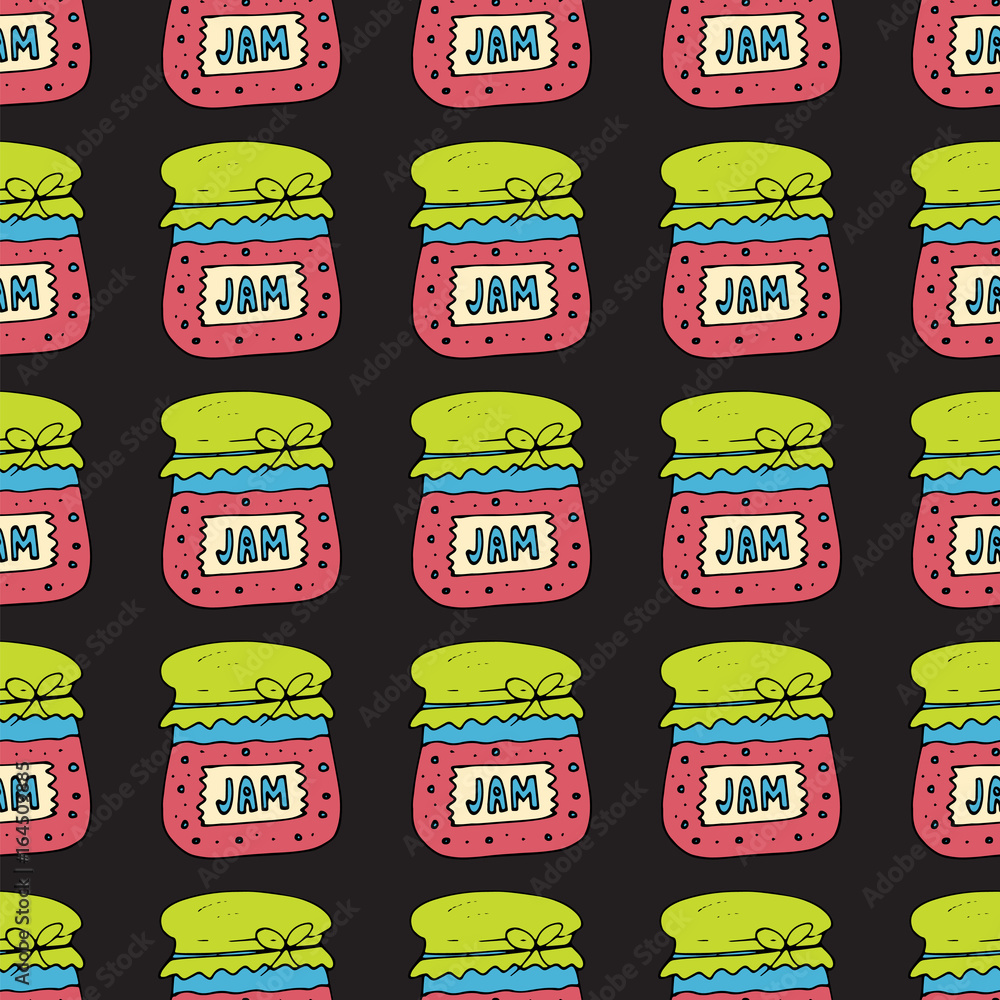 Naklejka premium Seamless pattern with jam, marmalade. Vector illustration.