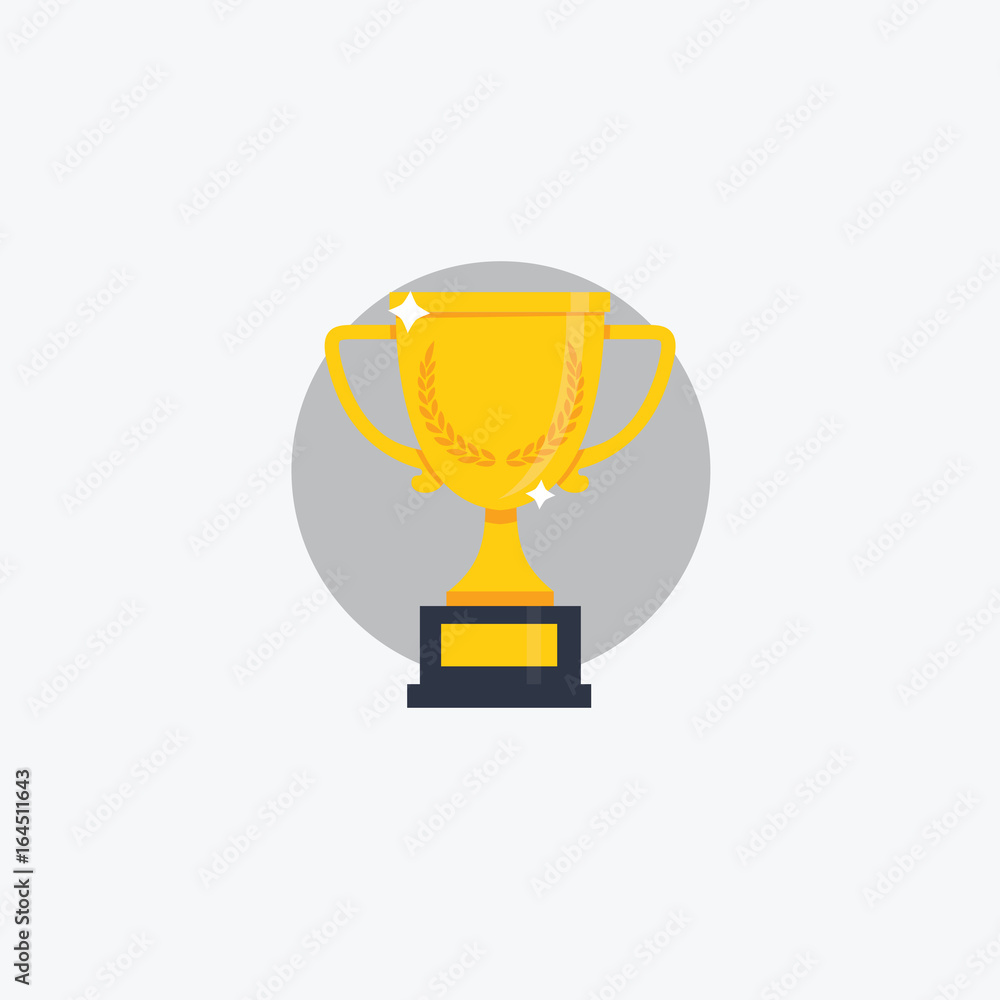Flat Trophy Cup Illustration. Flat Design Of Champions Cup Flat Trophy Cup Illustration. Flat Design Of Champions Cup