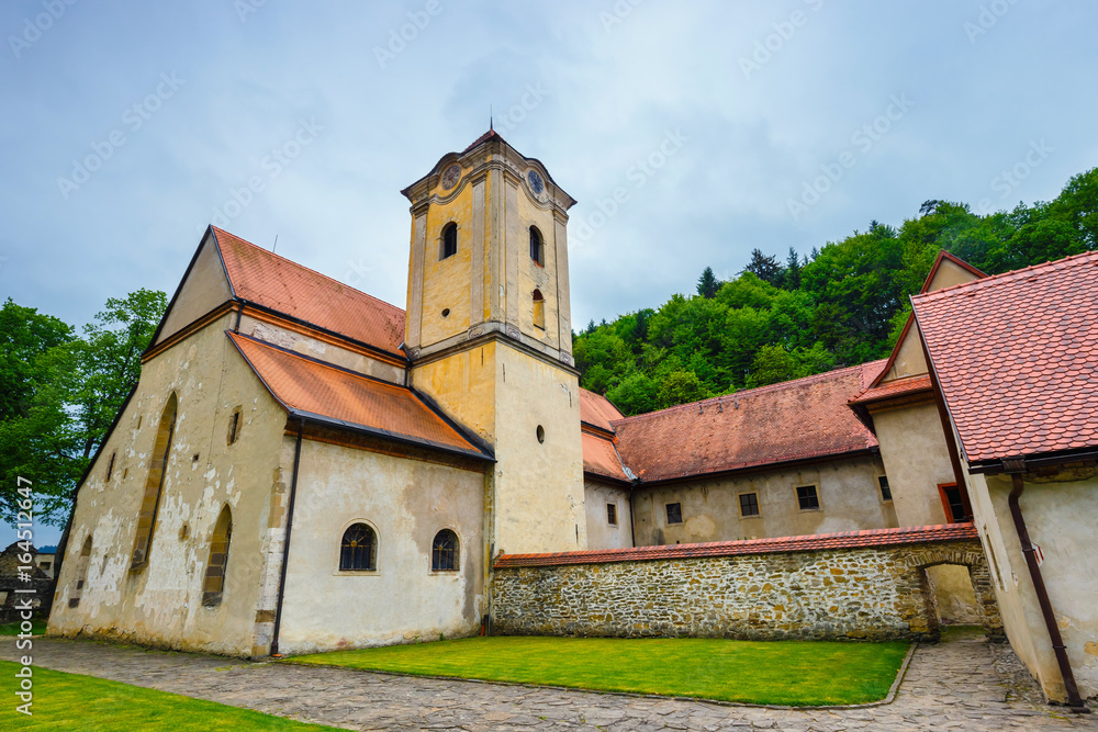 Famous Red Monastery called Cerveny Klastor in Pieniny mountains, Slovakia