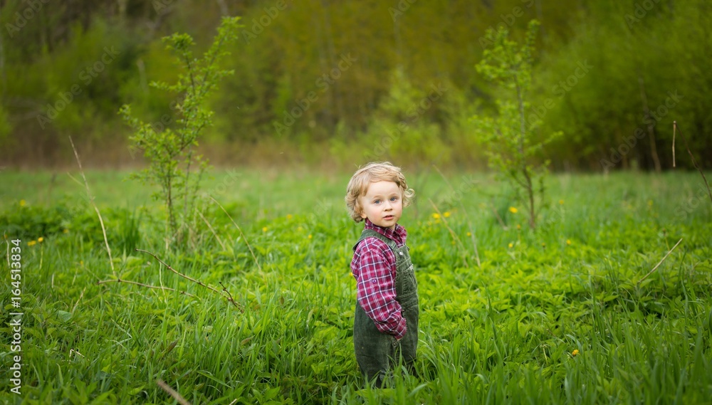 Caucasian boy in outdoor.