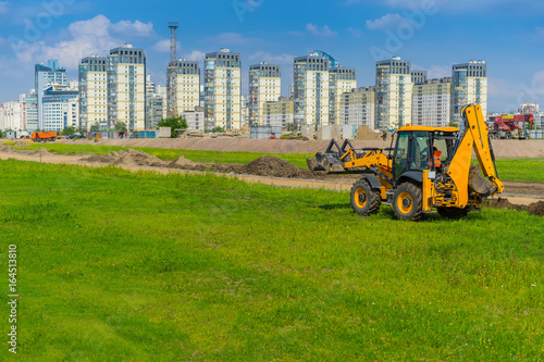 Earthworks. Tractor on the ...