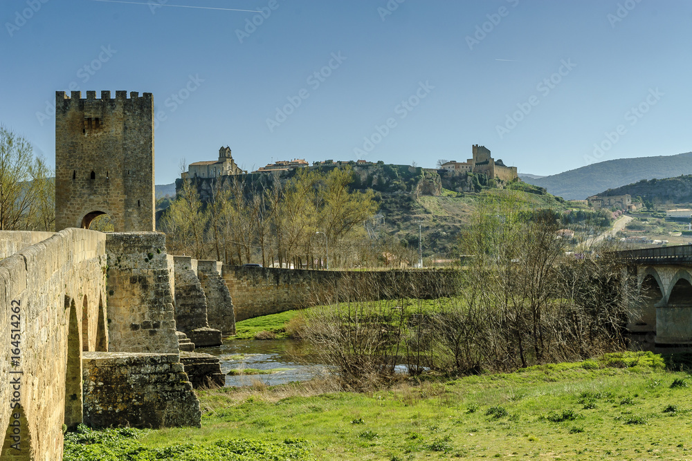 sight of the bridge and of the city of Frias in the province of Burgos, Spain.