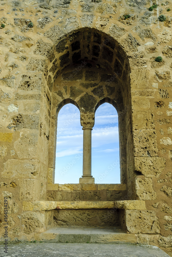 window inside the castle of the city of Frias in the province of Burgos, Spain.