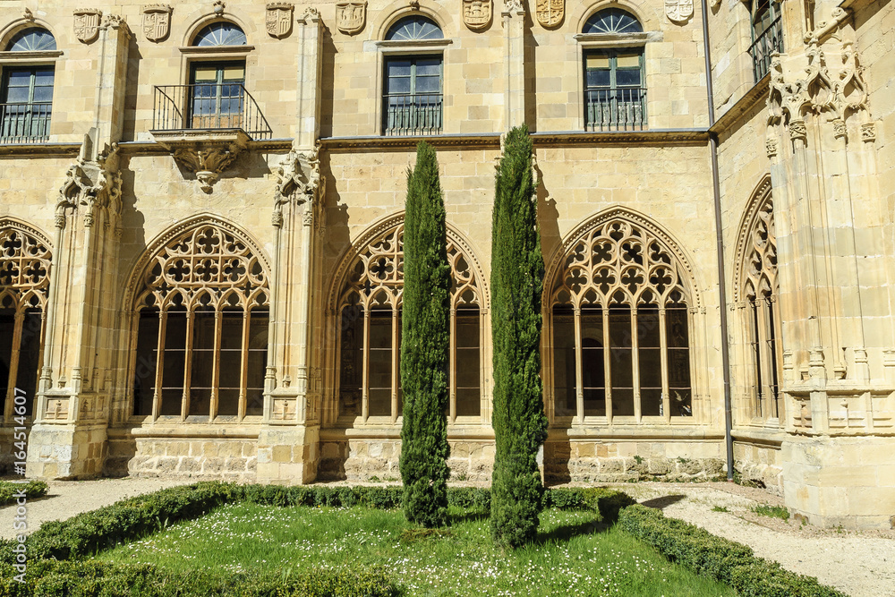 sight of the courtyard of the cloister of the monastery of San Salvador in the Oña town in Burgos, Spain.
sight of the courtyard of the cloister of the monastery of San Salvador in the Oña town in Burgos, Spain.