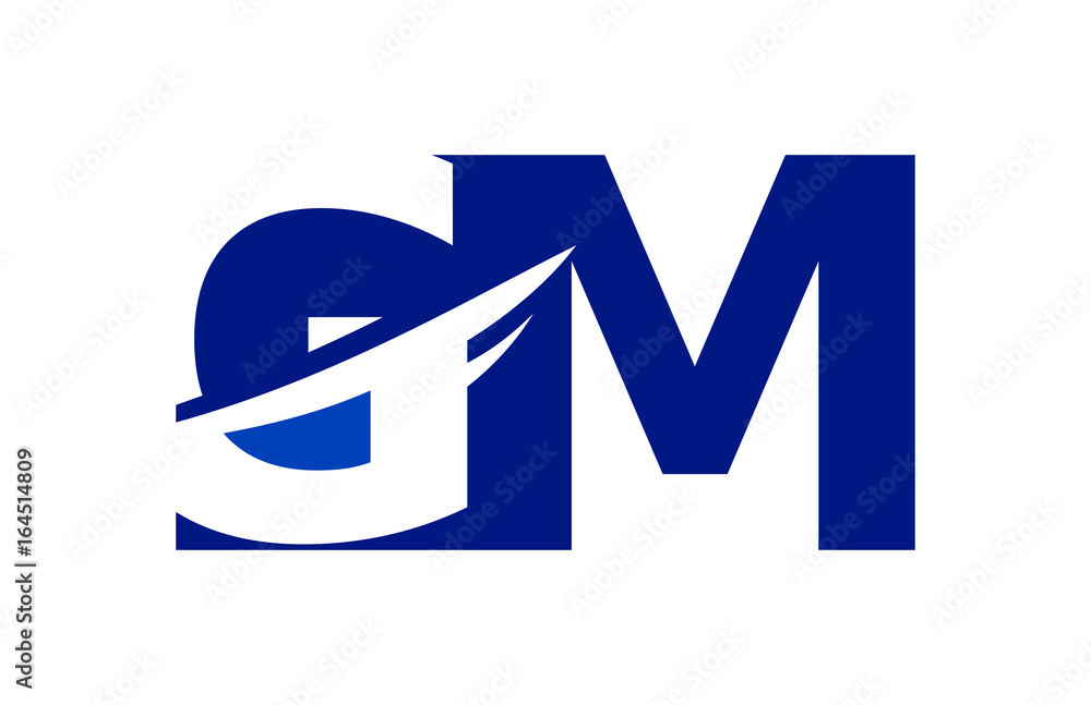 GM Negative Space Square Swoosh Letter Logo GM Negative Space Square Swoosh Letter Logo