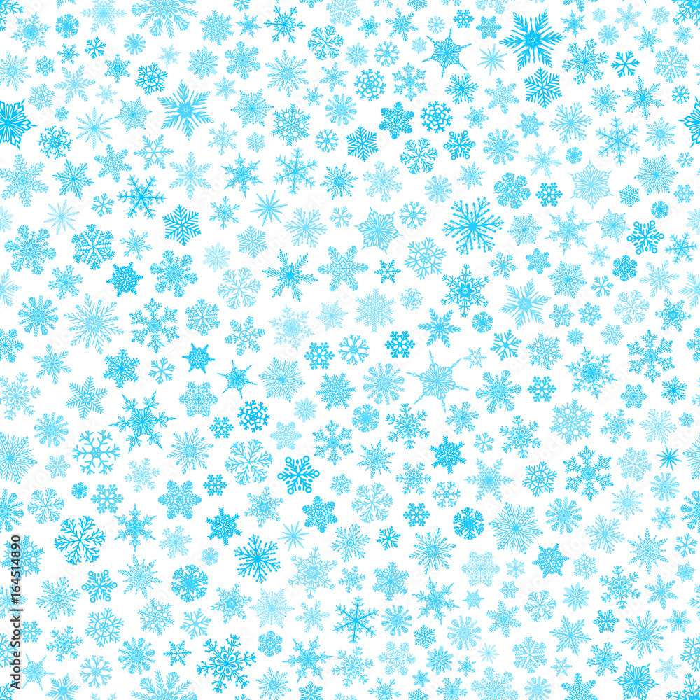 Seamless pattern of snowflakes, light blue on white Seamless pattern of snowflakes, light blue on white