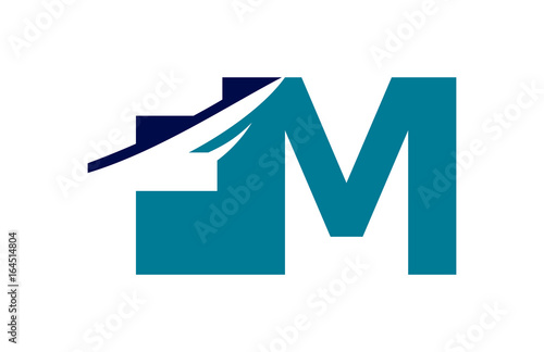FM Negative Space Square Swoosh Letter Logo