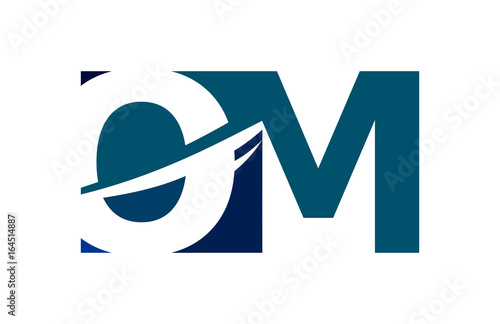 OM Negative Space Square Swoosh Letter Logo