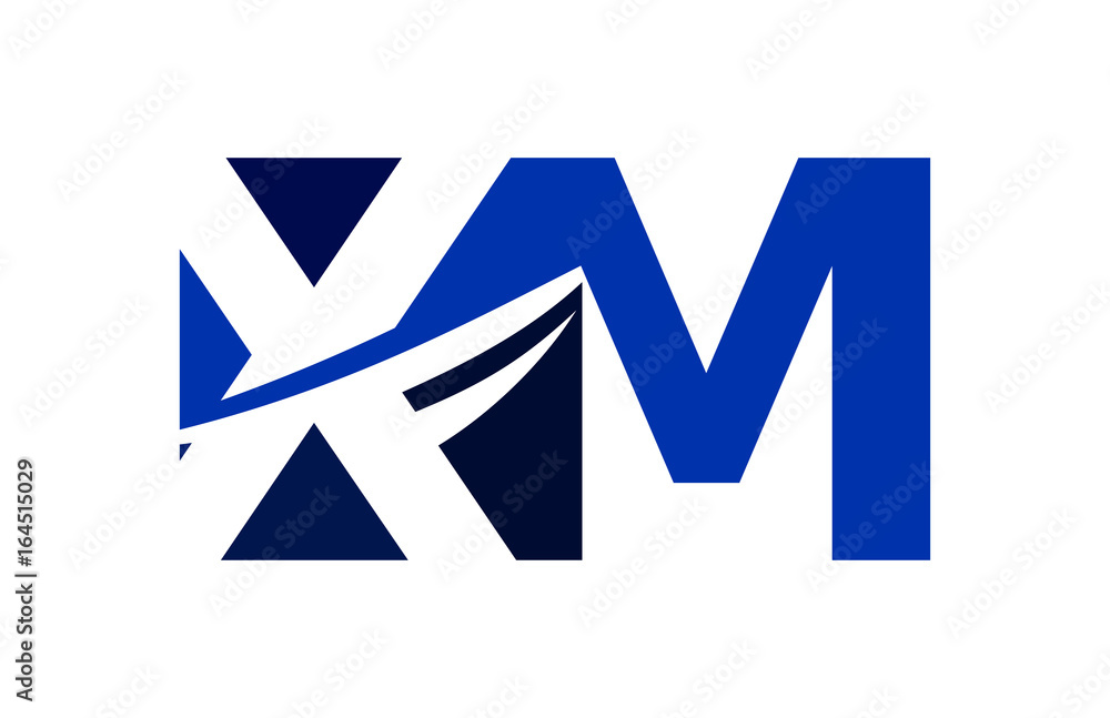 XM Negative Space Square Swoosh Letter Logo XM Negative Space Square Swoosh Letter Logo