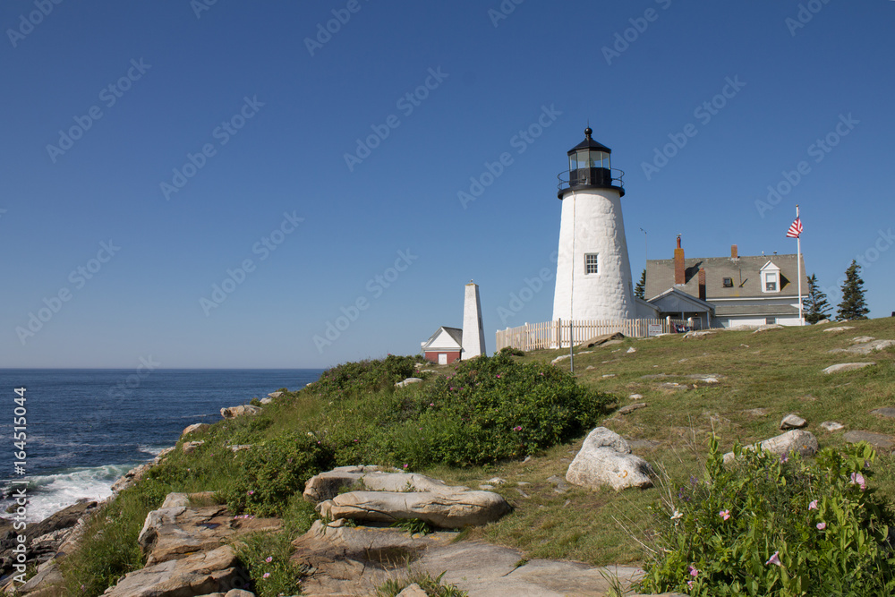 View of the Lighthouse on the Maine Cliff