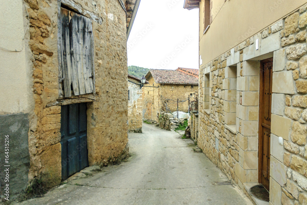 street in the Tobera town in Burgos, castilla and Leon, Spain.