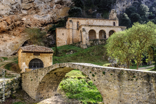 chapel sight, hermitage and bridge medeval in the Tobera town in Burgos, castilla and Leon, Spain. photo