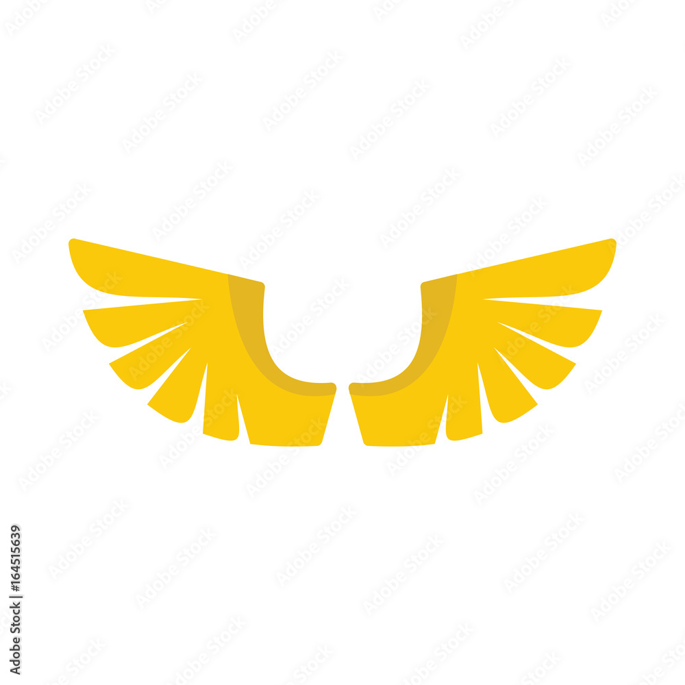 Yellow wing flat icon for your design labels wing graphic and illustration vector object Yellow wing flat icon for your design labels wing graphic and illustration vector object