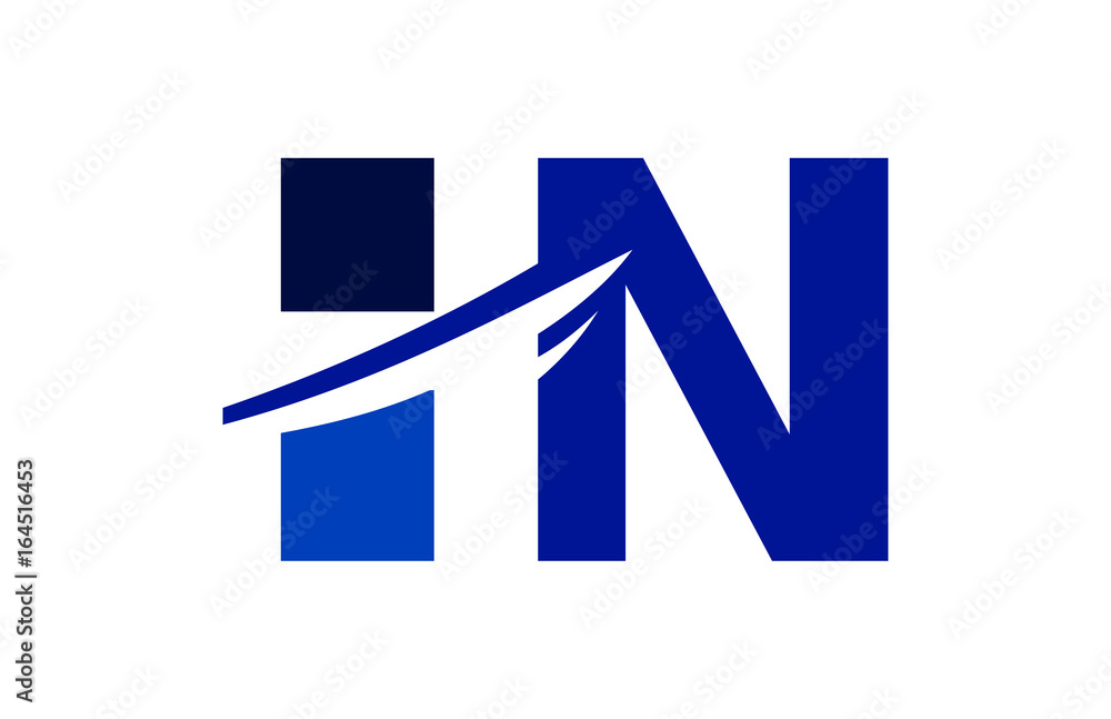 HN Negative Space Square Swoosh Letter Logo HN Negative Space Square Swoosh Letter Logo