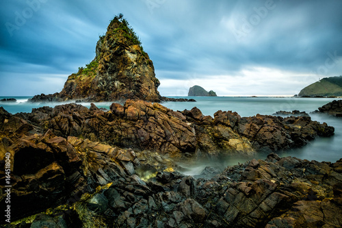 Rock formation in Diguisit beach at Baler - Philippines photo