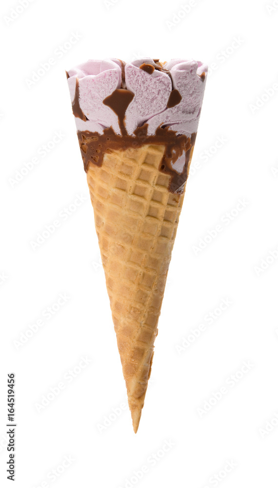 Vanilla flavor ice cream cone on a white background Vanilla flavor ice cream cone on a white background
