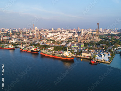 Aerial view Oil refinery.The factory is located in the middle of nature and no emissions. The area around the air pure.