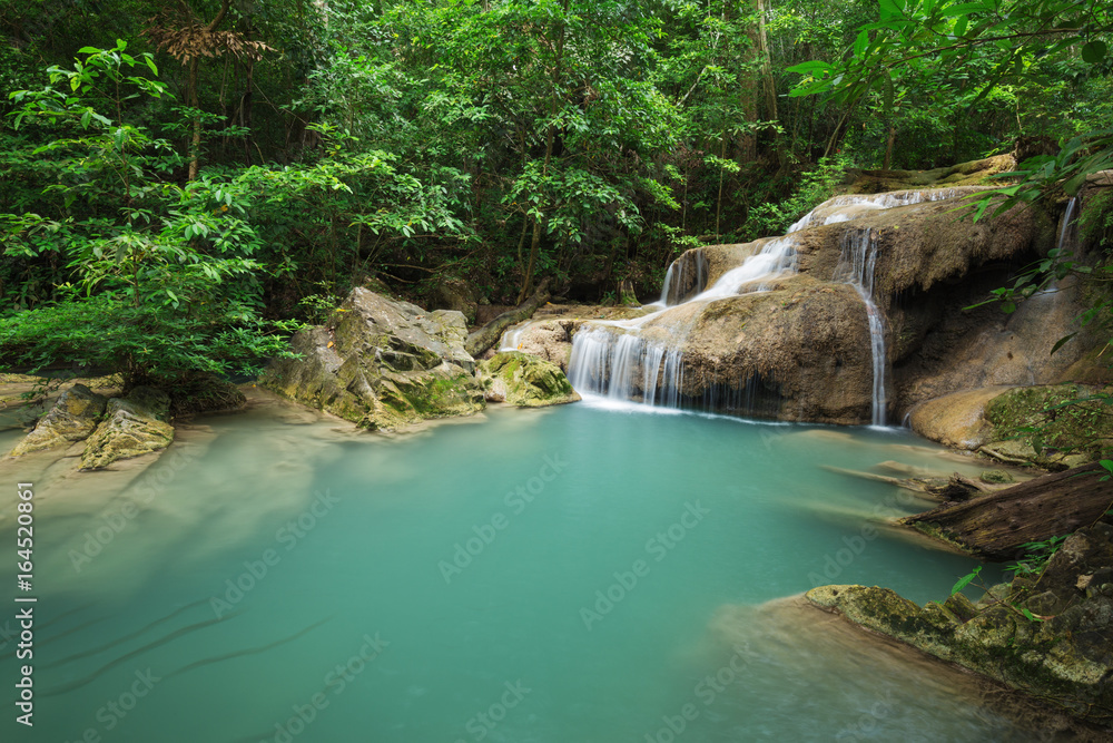 Level 1 of Erawan Waterfall in Kanchanaburi, Thailand Level 1 of Erawan Waterfall in Kanchanaburi, Thailand