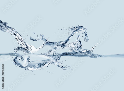 A conceptual image where a water flow forms a fish underwater and a horse above water.
