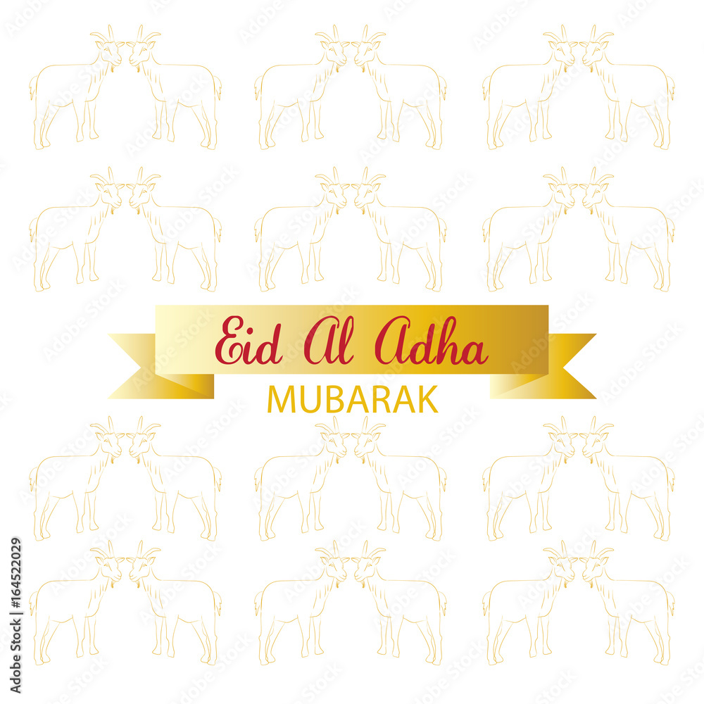 Eid-ul-adha greeting card with goat. Eid-ul-adha greeting card with goat.