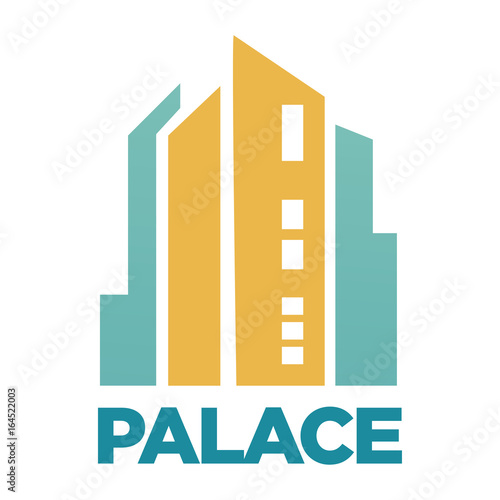 Palace hotel building flat vector icon for real estate agency or company