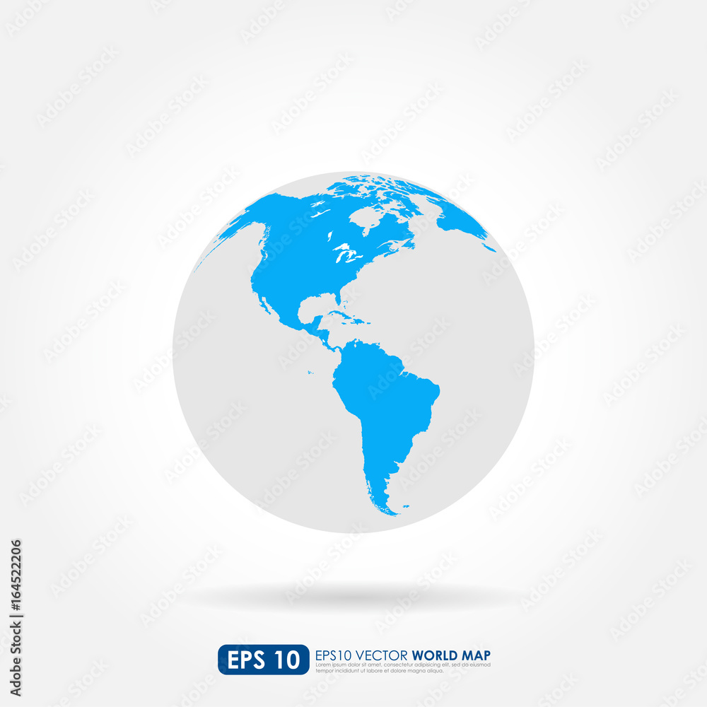 Blue world map on the globe