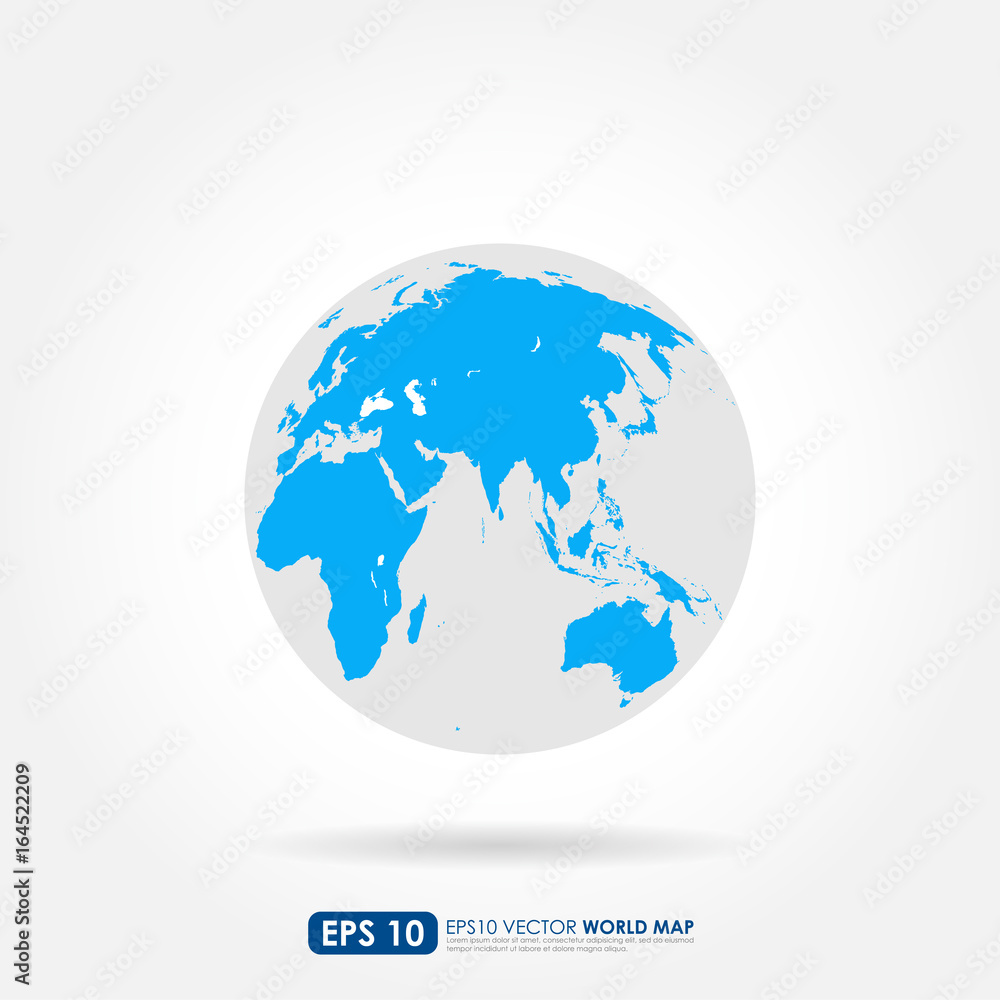 Naklejka premium Blue world map on the globe