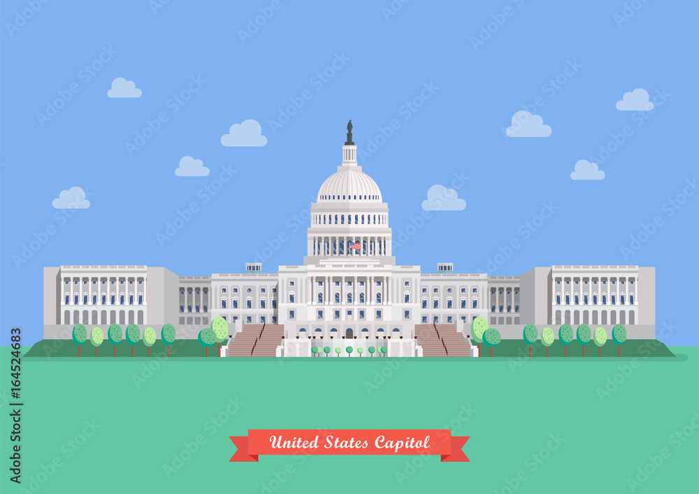 United States capitol in flat style design
