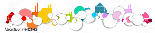 Industrie Landschaft Stadt Land Panorama Band Banner Hintergrund Bunt Reihe Gebäude