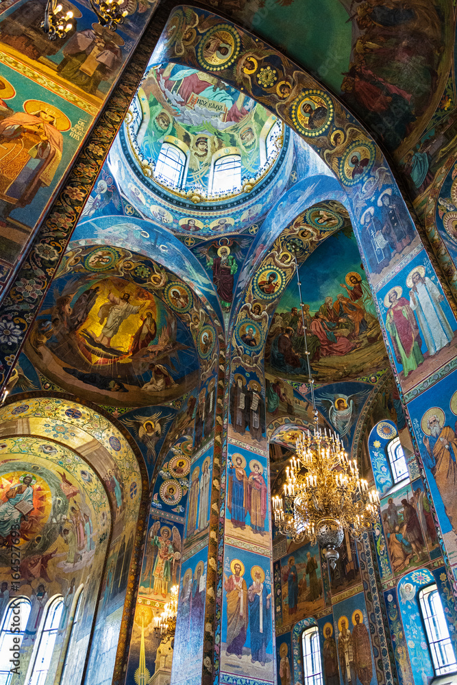  Church of the Savior on Spilled Blood. Mosaic on the arches of the temple