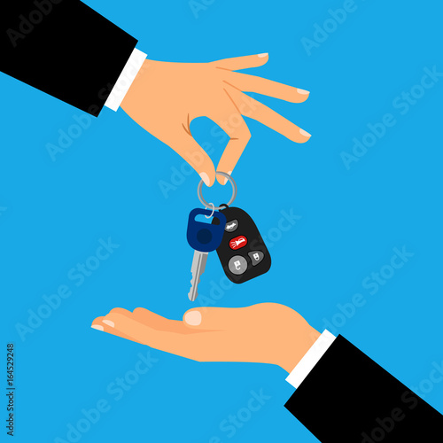Car keys with men hands