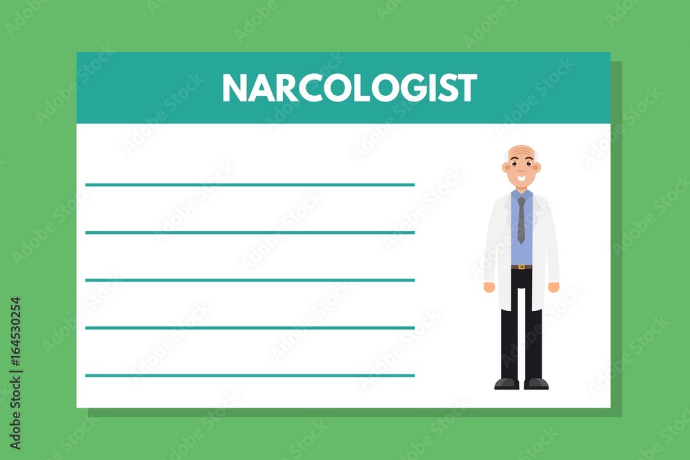 About doctor narcologist template. Medical professional notes. Vector illustration About doctor narcologist template. Medical professional notes. Vector illustration